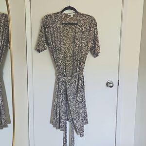Patterned jersey wrap dress